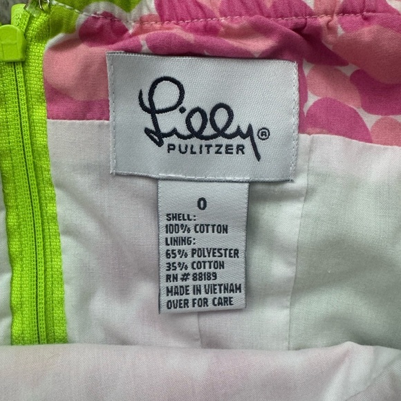 Vintage Lilly Pulitzer Green and Pink Floral Mini Dress Tropical Summer - Picture 6 of 7